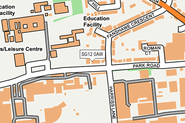 SG12 0AW map - OS OpenMap – Local (Ordnance Survey) SG12 0AW map - OS OpenMap – Local (Ordnance Survey)