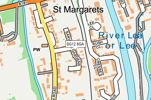SG12 8GA map - OS OpenMap – Local (Ordnance Survey)