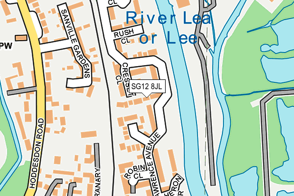 SG12 8JL map - OS OpenMap – Local (Ordnance Survey)