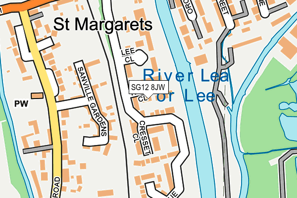 SG12 8JW map - OS OpenMap – Local (Ordnance Survey)