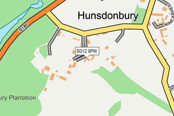 SG12 8PW map - OS OpenMap – Local (Ordnance Survey)