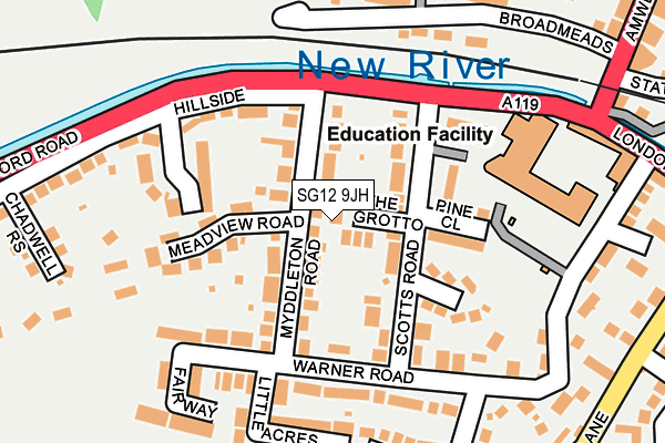 SG12 9JH map - OS OpenMap – Local (Ordnance Survey) SG12 9JH map - OS OpenMap – Local (Ordnance Survey)