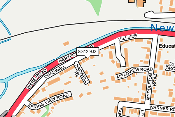 SG12 9JX map - OS OpenMap – Local (Ordnance Survey) SG12 9JX map - OS OpenMap – Local (Ordnance Survey)