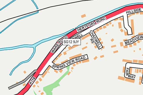 SG12 9JY map - OS OpenMap – Local (Ordnance Survey) SG12 9JY map - OS OpenMap – Local (Ordnance Survey)