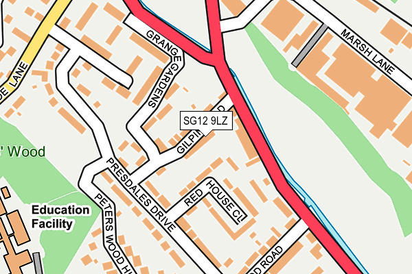 SG12 9LZ map - OS OpenMap – Local (Ordnance Survey) SG12 9LZ map - OS OpenMap – Local (Ordnance Survey)