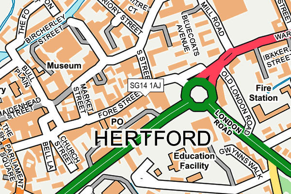 SG14 1AJ map - OS OpenMap – Local (Ordnance Survey)