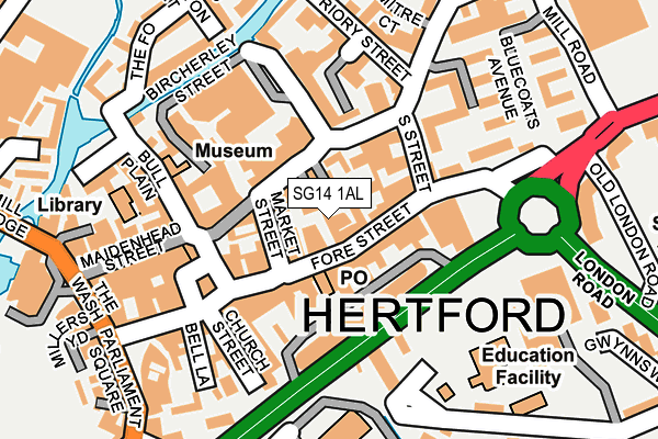 SG14 1AL map - OS OpenMap – Local (Ordnance Survey)