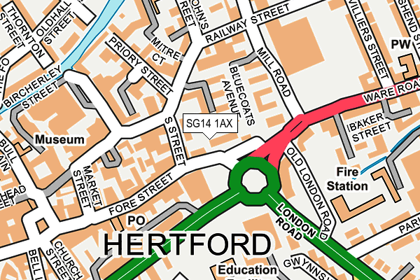 SG14 1AX map - OS OpenMap – Local (Ordnance Survey) SG14 1AX map - OS OpenMap – Local (Ordnance Survey)