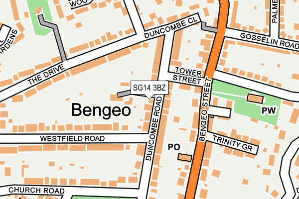 SG14 3BZ map - OS OpenMap – Local (Ordnance Survey) SG14 3BZ map - OS OpenMap – Local (Ordnance Survey)