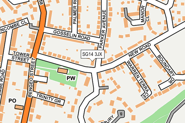 SG14 3JX map - OS OpenMap – Local (Ordnance Survey) SG14 3JX map - OS OpenMap – Local (Ordnance Survey)
