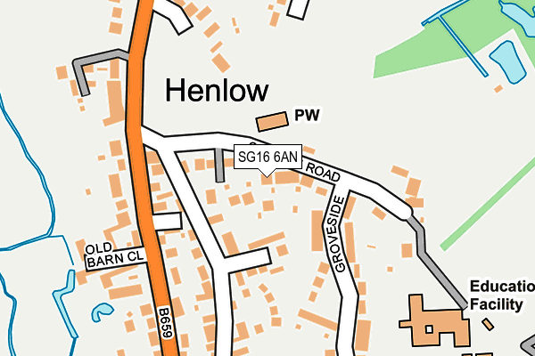 SG16 6AN map - OS OpenMap – Local (Ordnance Survey)