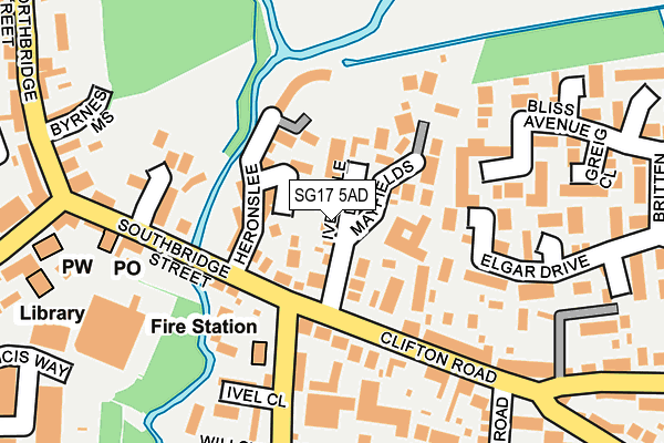 SG17 5AD map - OS OpenMap – Local (Ordnance Survey) SG17 5AD map - OS OpenMap – Local (Ordnance Survey)