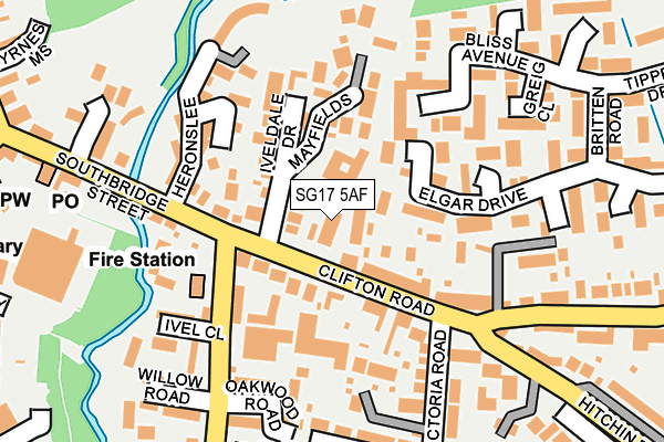SG17 5AF map - OS OpenMap – Local (Ordnance Survey)