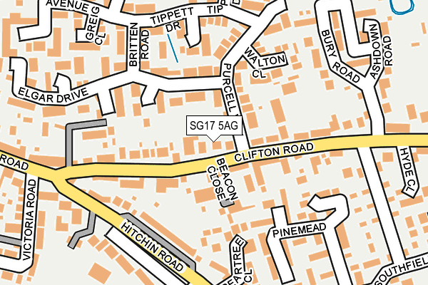 SG17 5AG map - OS OpenMap – Local (Ordnance Survey) SG17 5AG map - OS OpenMap – Local (Ordnance Survey)