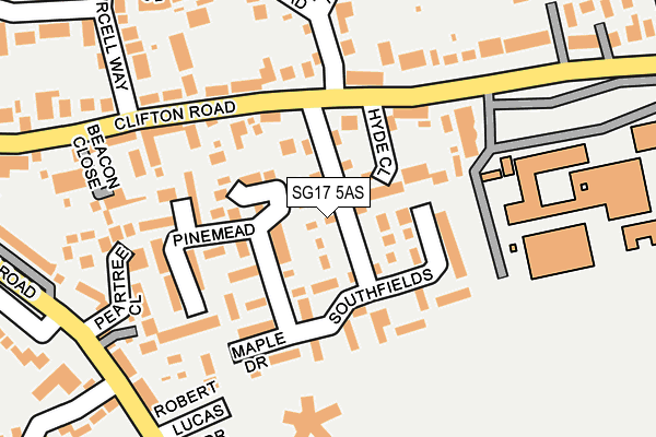 SG17 5AS map - OS OpenMap – Local (Ordnance Survey) SG17 5AS map - OS OpenMap – Local (Ordnance Survey)