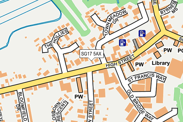 SG17 5AX map - OS OpenMap – Local (Ordnance Survey) SG17 5AX map - OS OpenMap – Local (Ordnance Survey)