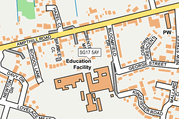 SG17 5AY map - OS OpenMap – Local (Ordnance Survey) SG17 5AY map - OS OpenMap – Local (Ordnance Survey)