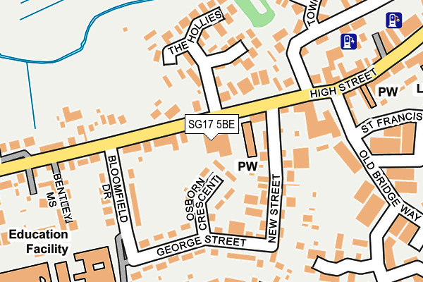 SG17 5BE map - OS OpenMap – Local (Ordnance Survey) SG17 5BE map - OS OpenMap – Local (Ordnance Survey)
