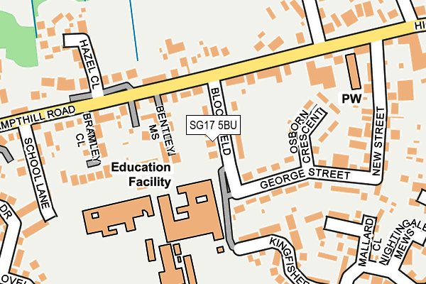 SG17 5BU map - OS OpenMap – Local (Ordnance Survey) SG17 5BU map - OS OpenMap – Local (Ordnance Survey)