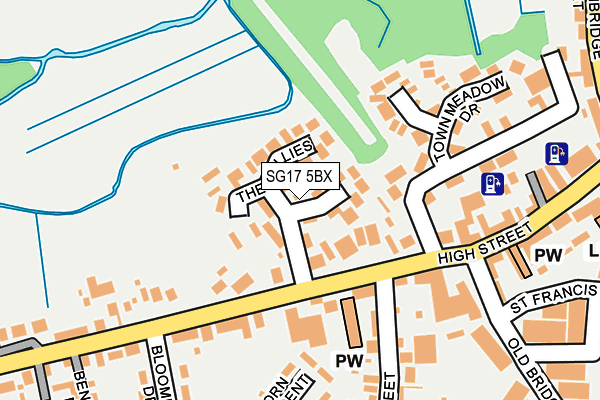 SG17 5BX map - OS OpenMap – Local (Ordnance Survey) SG17 5BX map - OS OpenMap – Local (Ordnance Survey)