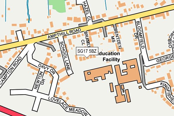 SG17 5BZ map - OS OpenMap – Local (Ordnance Survey) SG17 5BZ map - OS OpenMap – Local (Ordnance Survey)