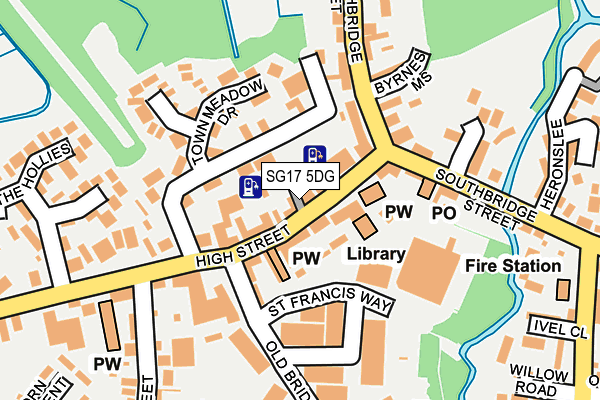 SG17 5DG map - OS OpenMap – Local (Ordnance Survey) SG17 5DG map - OS OpenMap – Local (Ordnance Survey)