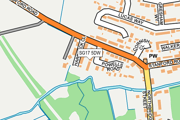 SG17 5DW map - OS OpenMap – Local (Ordnance Survey) SG17 5DW map - OS OpenMap – Local (Ordnance Survey)