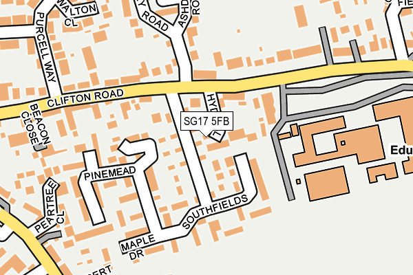 SG17 5FB map - OS OpenMap – Local (Ordnance Survey) SG17 5FB map - OS OpenMap – Local (Ordnance Survey)