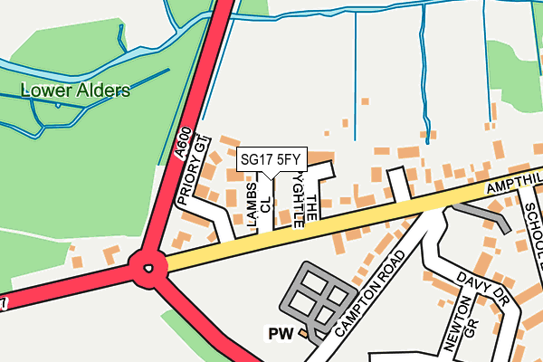 SG17 5FY map - OS OpenMap – Local (Ordnance Survey) SG17 5FY map - OS OpenMap – Local (Ordnance Survey)