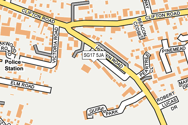SG17 5JA map - OS OpenMap – Local (Ordnance Survey) SG17 5JA map - OS OpenMap – Local (Ordnance Survey)
