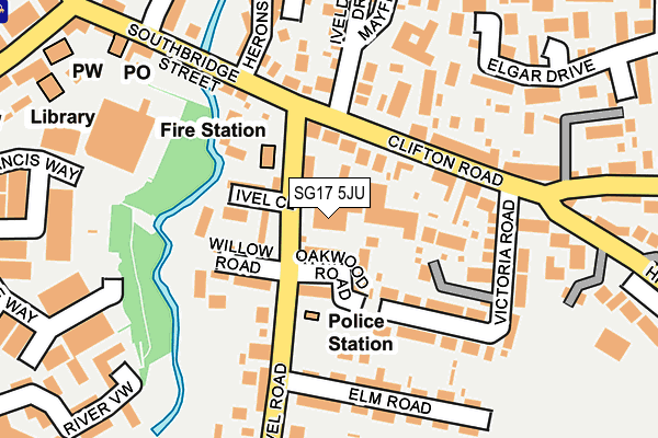 SG17 5JU map - OS OpenMap – Local (Ordnance Survey) SG17 5JU map - OS OpenMap – Local (Ordnance Survey)