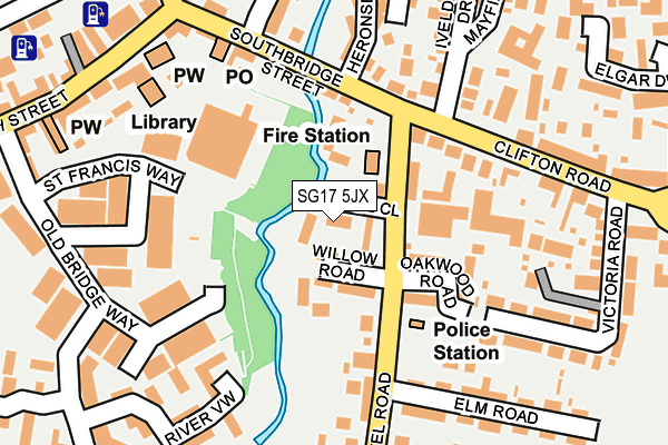 SG17 5JX map - OS OpenMap – Local (Ordnance Survey) SG17 5JX map - OS OpenMap – Local (Ordnance Survey)