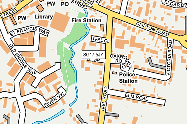 SG17 5JY map - OS OpenMap – Local (Ordnance Survey) SG17 5JY map - OS OpenMap – Local (Ordnance Survey)