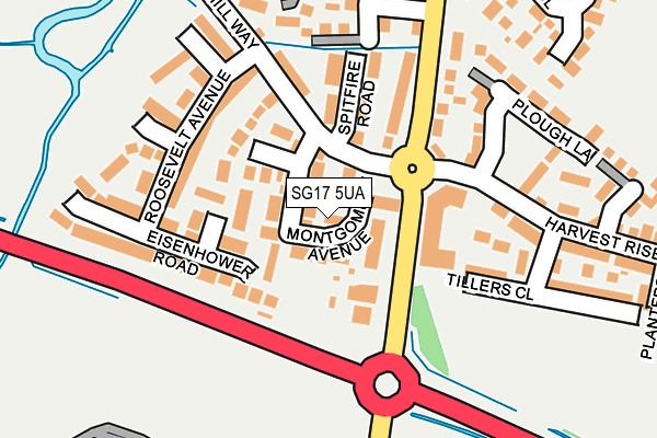 SG17 5UA map - OS OpenMap – Local (Ordnance Survey) SG17 5UA map - OS OpenMap – Local (Ordnance Survey)