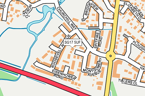 SG17 5UF map - OS OpenMap – Local (Ordnance Survey) SG17 5UF map - OS OpenMap – Local (Ordnance Survey)