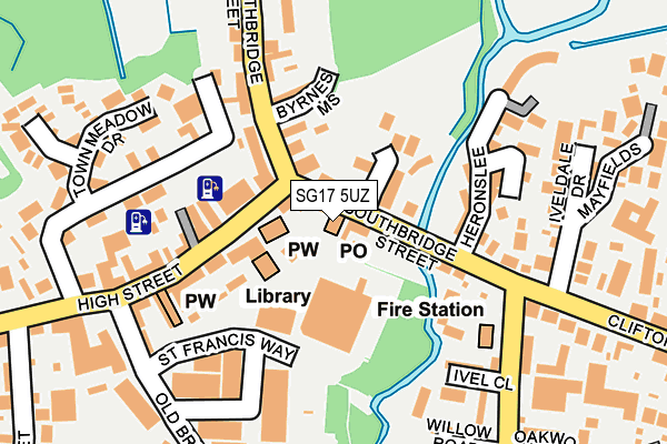 SG17 5UZ map - OS OpenMap – Local (Ordnance Survey) SG17 5UZ map - OS OpenMap – Local (Ordnance Survey)