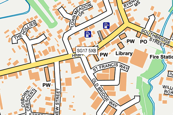 SG17 5XB map - OS OpenMap – Local (Ordnance Survey) SG17 5XB map - OS OpenMap – Local (Ordnance Survey)