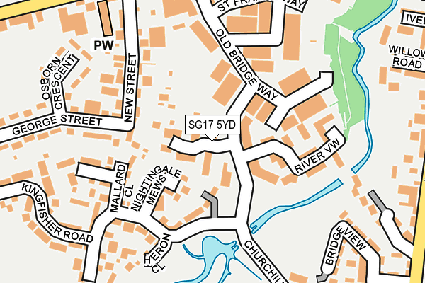 SG17 5YD map - OS OpenMap – Local (Ordnance Survey) SG17 5YD map - OS OpenMap – Local (Ordnance Survey)
