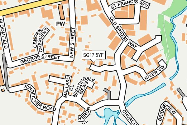 SG17 5YF map - OS OpenMap – Local (Ordnance Survey) SG17 5YF map - OS OpenMap – Local (Ordnance Survey)