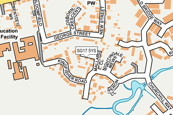 SG17 5YS map - OS OpenMap – Local (Ordnance Survey) SG17 5YS map - OS OpenMap – Local (Ordnance Survey)