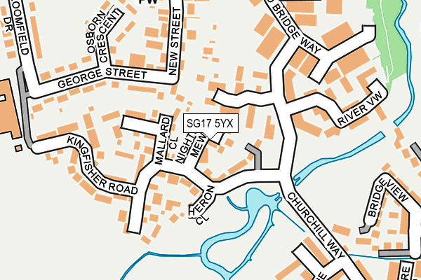 SG17 5YX map - OS OpenMap – Local (Ordnance Survey) SG17 5YX map - OS OpenMap – Local (Ordnance Survey)