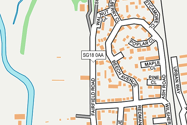 SG18 0AA map - OS OpenMap – Local (Ordnance Survey) SG18 0AA map - OS OpenMap – Local (Ordnance Survey)
