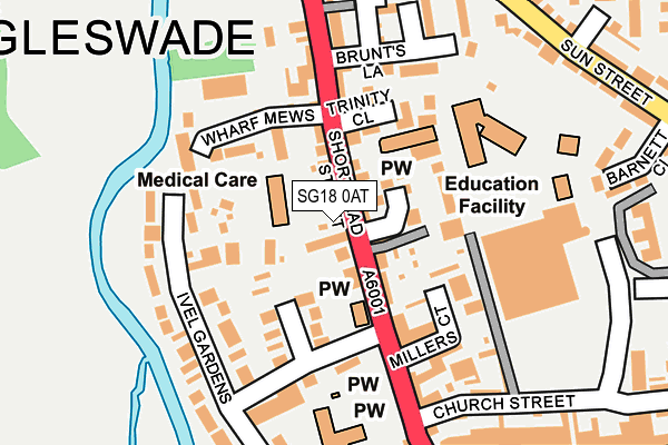 SG18 0AT map - OS OpenMap – Local (Ordnance Survey)