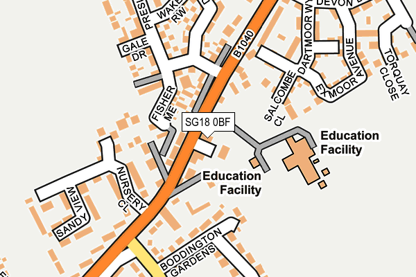 SG18 0BF map - OS OpenMap – Local (Ordnance Survey) SG18 0BF map - OS OpenMap – Local (Ordnance Survey)
