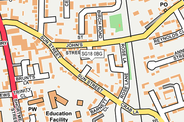 SG18 0BG map - OS OpenMap – Local (Ordnance Survey) SG18 0BG map - OS OpenMap – Local (Ordnance Survey)
