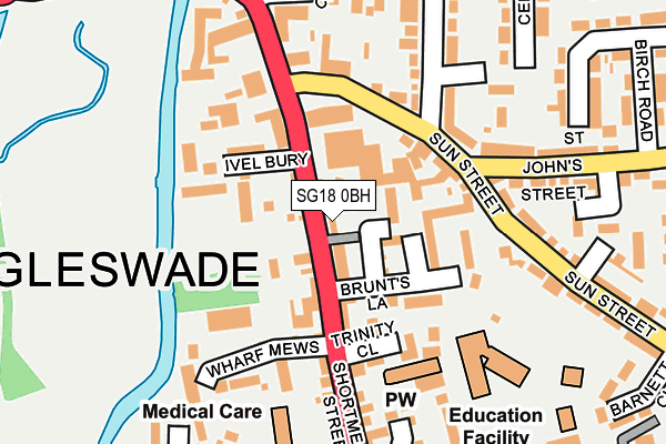 SG18 0BH map - OS OpenMap – Local (Ordnance Survey)