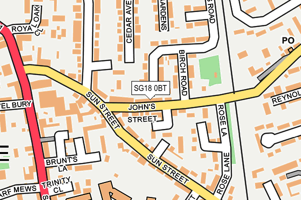 SG18 0BT map - OS OpenMap – Local (Ordnance Survey) SG18 0BT map - OS OpenMap – Local (Ordnance Survey)