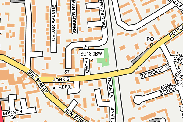 SG18 0BW map - OS OpenMap – Local (Ordnance Survey) SG18 0BW map - OS OpenMap – Local (Ordnance Survey)
