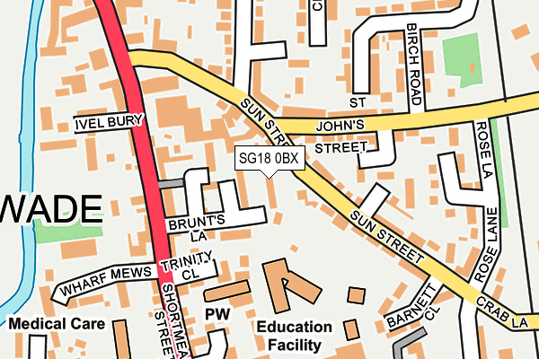 SG18 0BX map - OS OpenMap – Local (Ordnance Survey) SG18 0BX map - OS OpenMap – Local (Ordnance Survey)