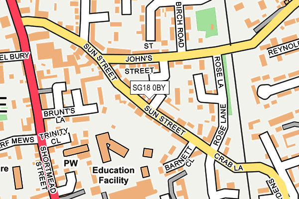 SG18 0BY map - OS OpenMap – Local (Ordnance Survey) SG18 0BY map - OS OpenMap – Local (Ordnance Survey)